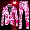 thumbnail image 2 of Men's Heart Print Slim Fit 2-Piece Suit with Blazer and Pants, Valentines Day Love Outfit for Party Wedding Holiday Events, 2 of 6