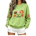 thumbnail image 6 of YFNNUP Women's Halloween Sweatshirts Tis The Season Pumpkin Football Graphic Pullover Tops Fall Crewneck Long Sleeve Shirts Green,XL, 6 of 6