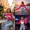 thumbnail image 5 of Women’s Cropped Knit Shrug Top Lightweight Bell Sleeve Summer Cover-Up, Soft Breathable Cropped Cardigan Shrug for Casual & Beach, Cropped Shrug Women, 5 of 11