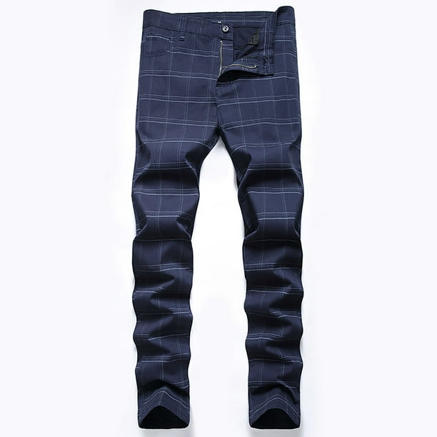 Pantalones largos a rayas para hombre, pantalones de traje ajustados y elásticos, pantalones casuales, pantalones para hombre