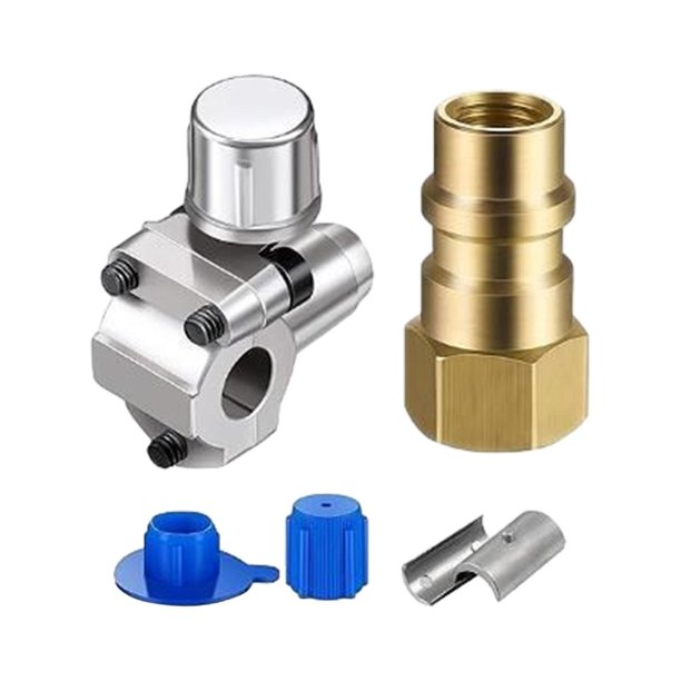 Kit de válvula de perforación con tapa de polvo La interfaz de acoplador rápido convierte el ajuste de 7/16 pulgadas de puerto lateral bajo R12 al kit 1 set
