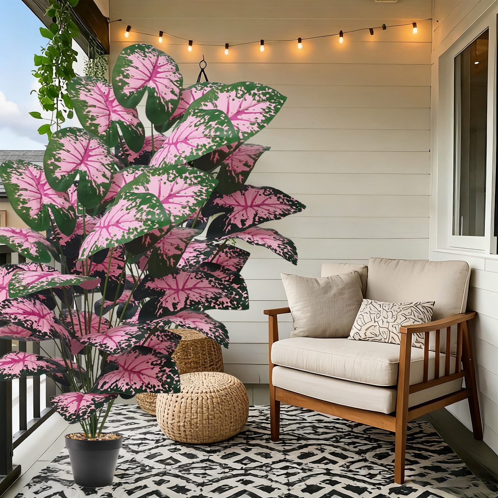 Lunxisen 1 Pcs Artificial Plants in Pots, Fake Tropical Tree with Greenery Leaves Stems, Artificial Plant(33in)