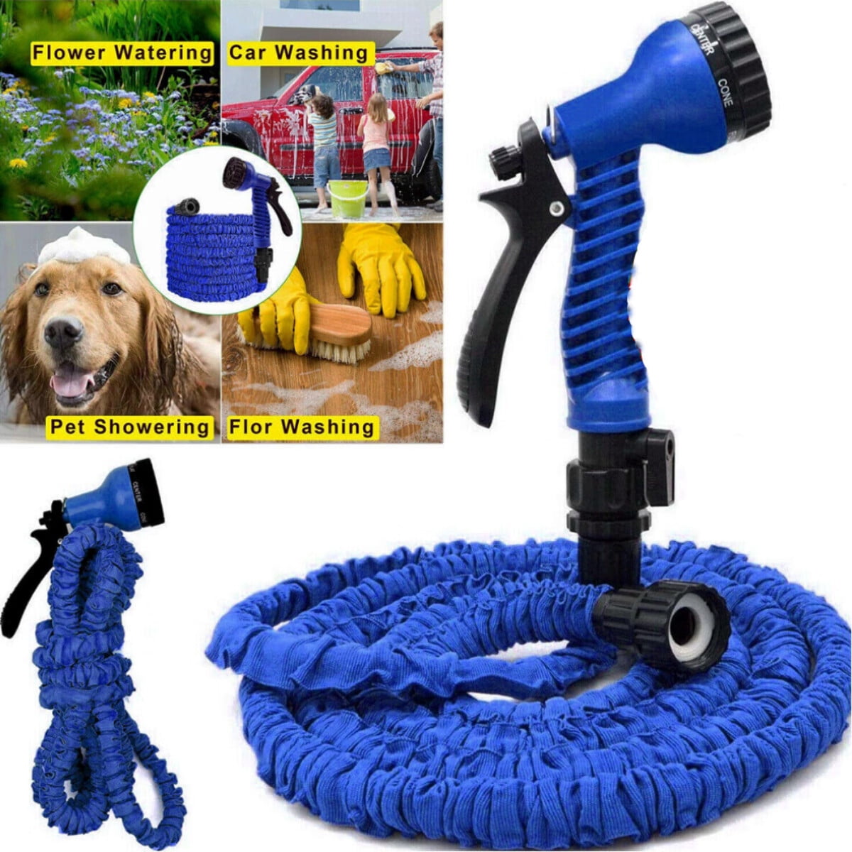 Expanding Flexible Water Hose Garden Hose - (25ft - 150ft) Water Garden Hose with 7 Setting-Spray Nozzle