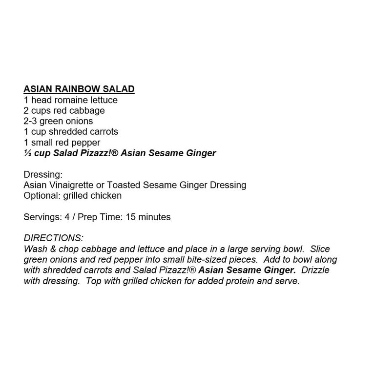 Salad Pizazz Asian Sesame Ginger Salad Topping 4oz - Flavorful