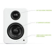 Kanto YU2 100W PC Gaming Desktop Speakers - Matte White (Pair) with Kanto S2W Angled Desktop Speaker Stands - White (Pair) (2022)