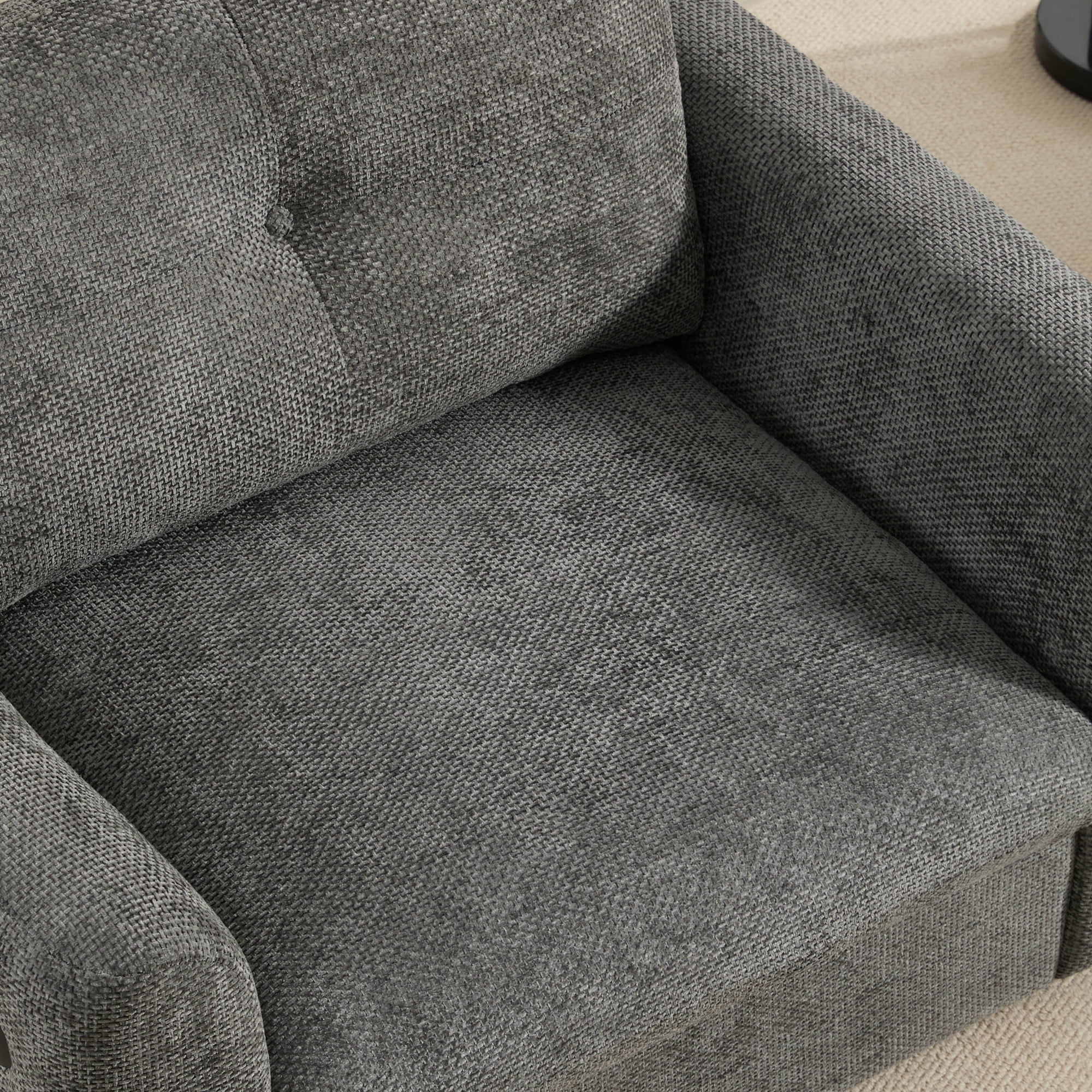 Oversized Single Sofa, Upholstered Accent Chair with Dual-port Charger, Modern Armchair with Wide Seat for Living Room & Apartment, Gray