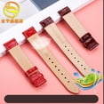 thumbnail image 5 of Correa de reloj de cuero universal para mujer de 18 mm, accesorios de reloj JOWISSA, correa de reloj Tissot T099, pulsera de cuero brillante color rojo vino, 5 of 5