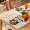 thumbnail image 4 of Retro Leopard Pumpkins Placemats Set of 8 Welcome Sunflowers Rustic Place Mats Indoor Wipeable Table Mats Washable Cloth Dining Table Placemats for Kitchen Holiday Party Home Decor 13x19 Inch, 4 of 9