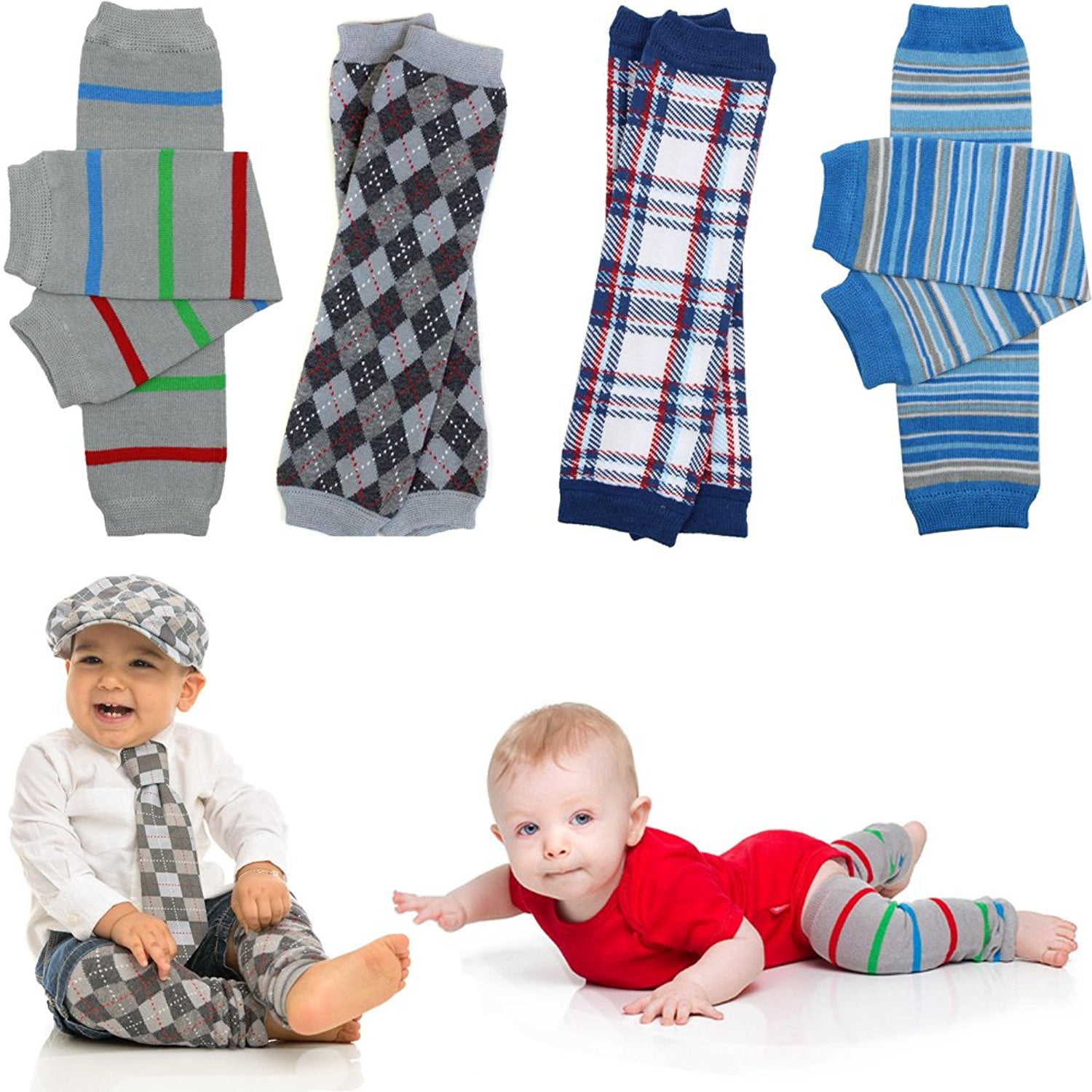 juDanzy Baby Boys Preppy 4 Pack of Leg Warmers