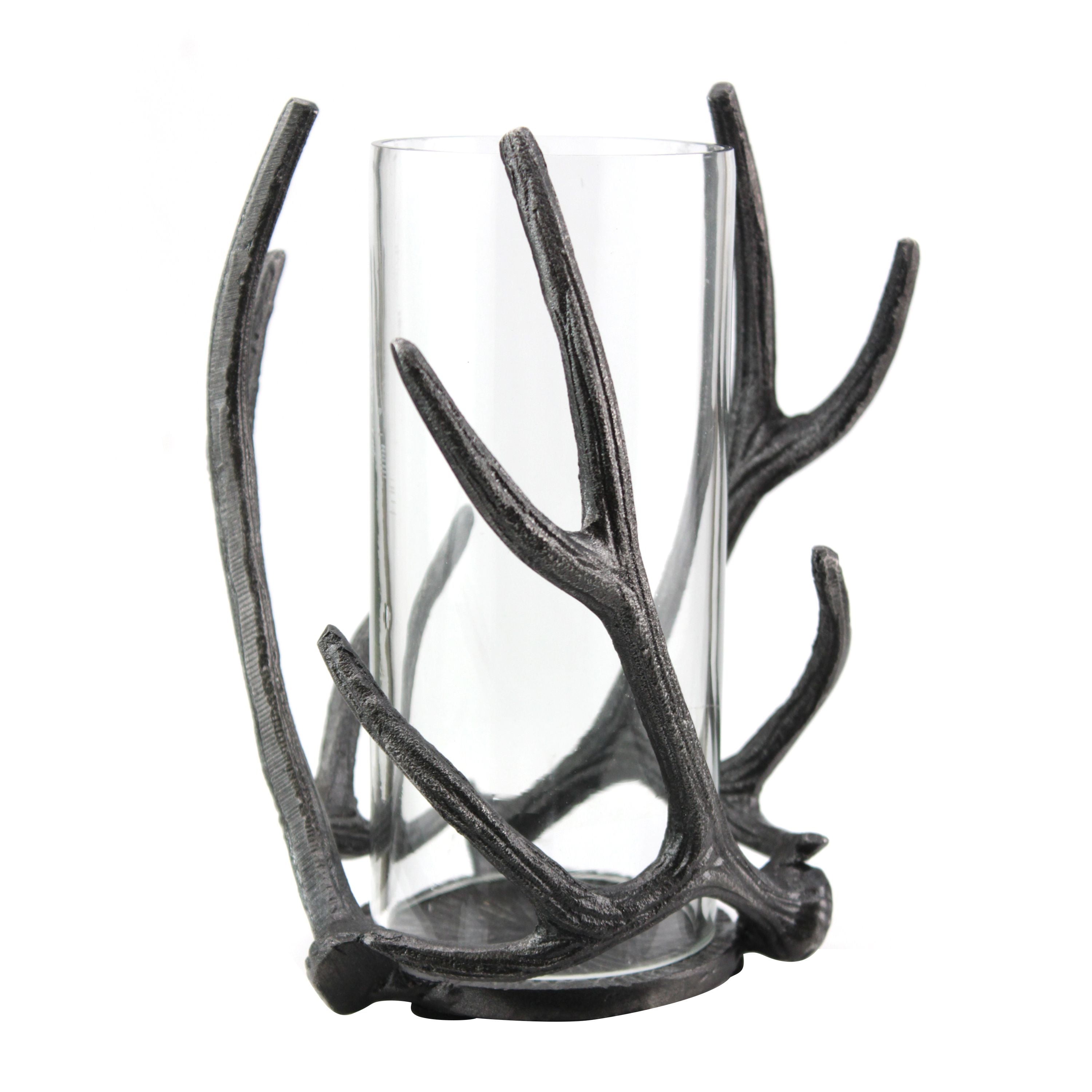 Mainstays Rustic Antler Hurricane Candle Holder, Black