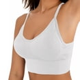 thumbnail image 5 of Feancey Womens Wireless Sports Bras Ribbed Knit Open Back Yoga Bra Spaghetti Strap Casual High Impact Workout Bras Breathable No Underwire Everyday Underwear White M, 5 of 9