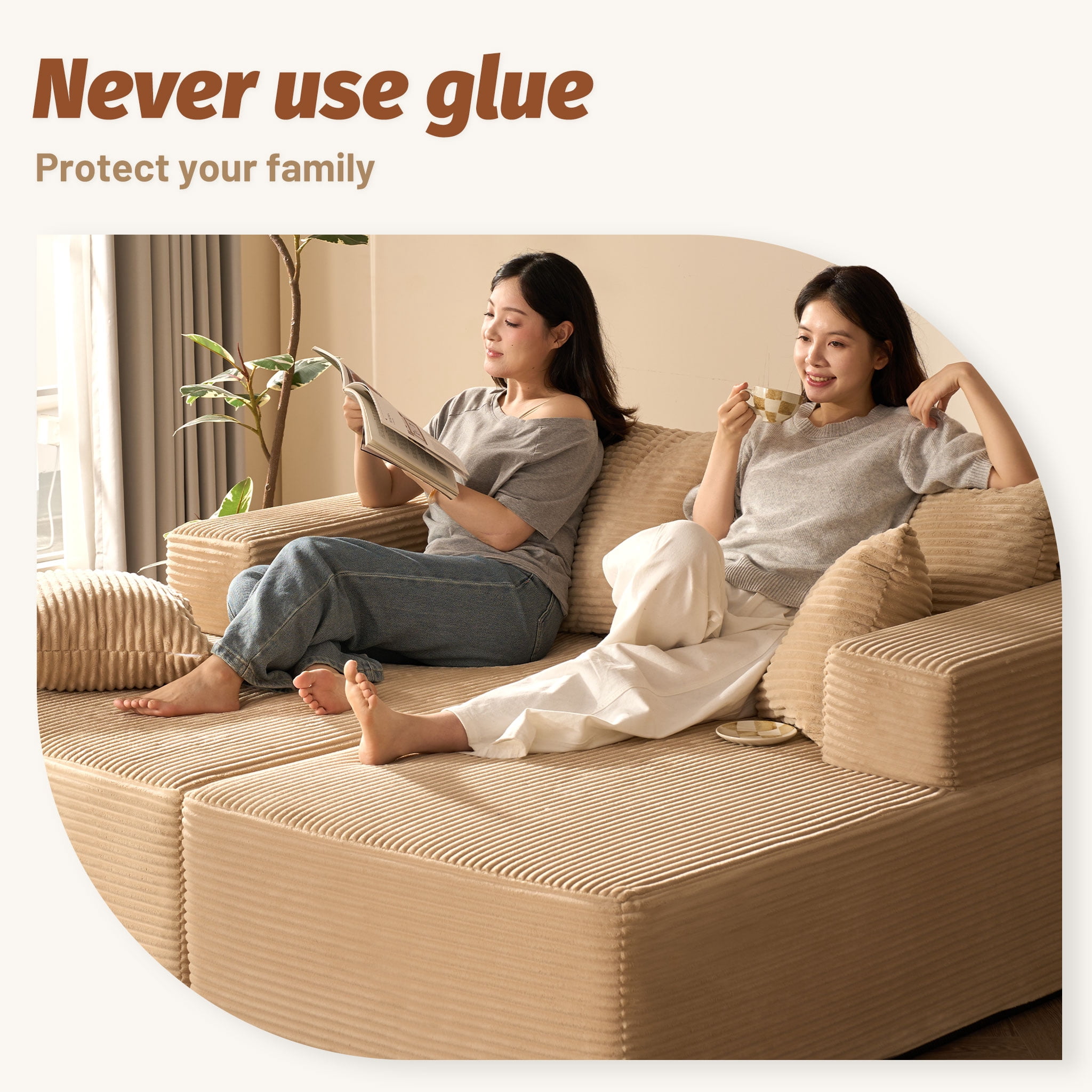 LAKPS Cozy Single Seat, Comfortable Upholstered Seating, No Assembly Required, Camel