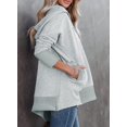 thumbnail image 2 of Femmes Casual Bouton V Sweat à Capuche Pull Oversize avec Poches, 2 of 5