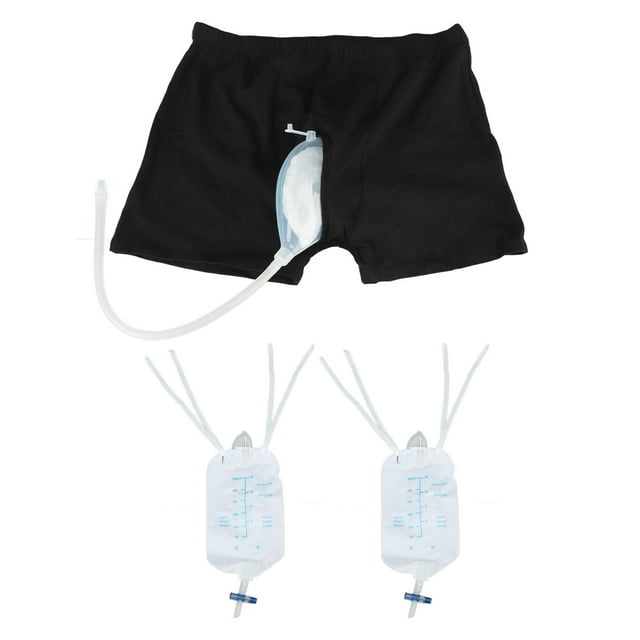 Male Shorts Pee Bag, Wearable Men Urinal Bag Elastic Waistband Reusable