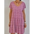 thumbnail image 1 of 2024 Robe Tendance Grande Taille pour Femmes Été Imprimé Manches Courtes Ample Décontractée Robes Femme Élégante Mode Plage Vêtements pour Dames, 1 of 7