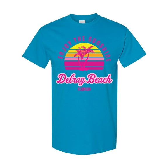 Inktastic Summer Enjoy the Sunshine Delray Beach Florida in Pink T-Shirt