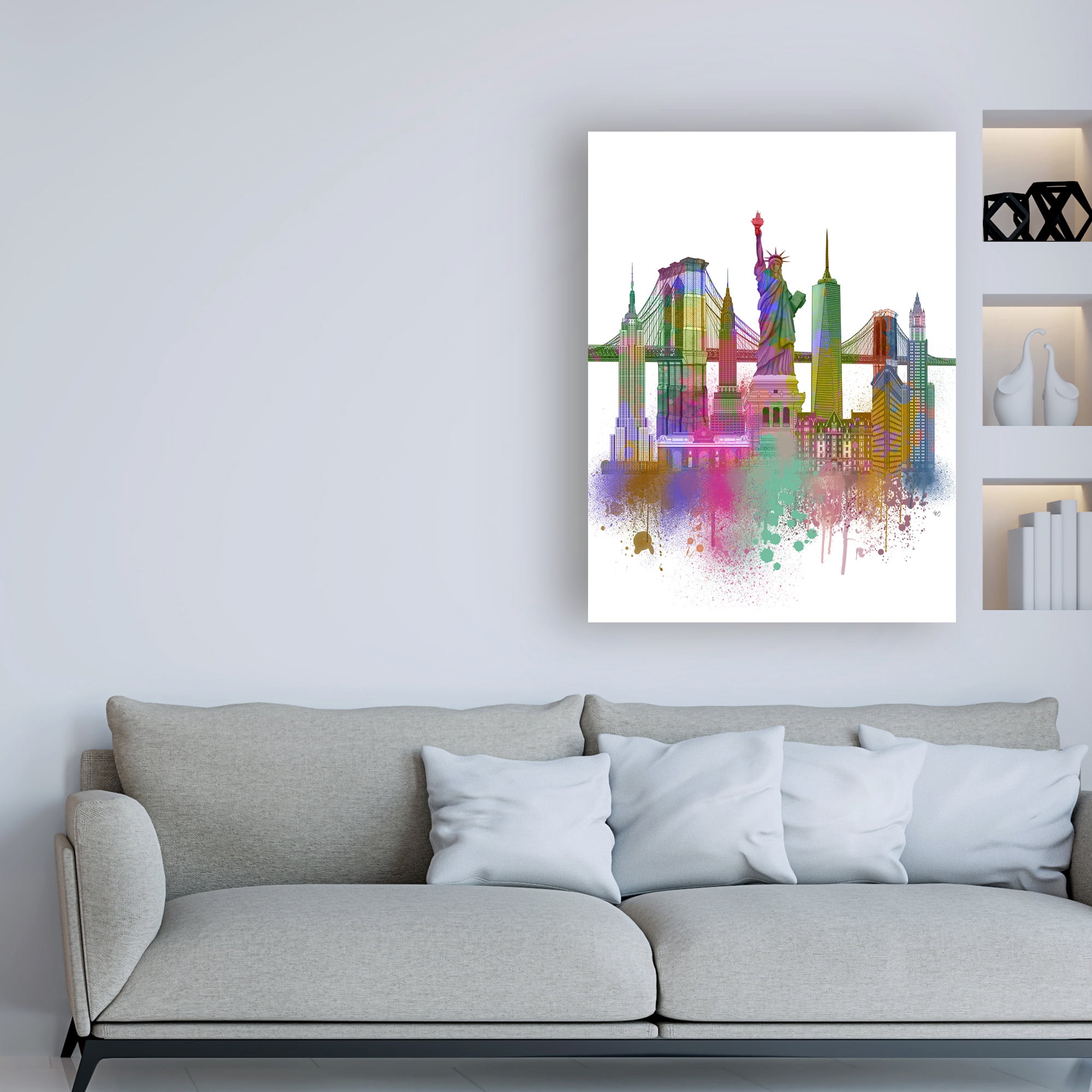Trademark Fine Art 'New York Skyline Rainbow Bright ' Canvas Art by Fab Funky