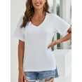 thumbnail image 5 of SHCKE Women's Summer Tops V Neck Causal Shirts Solid Short Sleeve T Shirts, 5 of 7