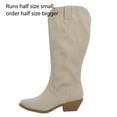 thumbnail image 2 of Soda Women's Faux Leather Stitching Cowboy Knee High Boots, Sand, 9 M US, 2 of 5