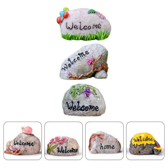 GAXIRE 3Pcs Resin Rockery Landscape Stones Random Style for DIY Supply and Miniature Landscaping 1.0*1.6in
