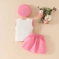 thumbnail image 5 of AUNVITO Girls 3-Piece Set Sleeveless Ribbed Tulle Tank Top Bow Skirt Hat Solid Color Fashion Outfit, 5 of 9