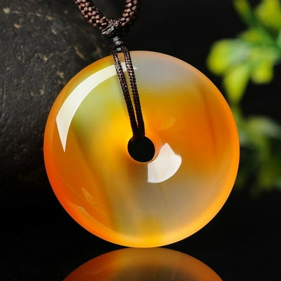 Peace Buckle Pendant Unisex Necklace with Adjustable Cord Random Color Spiritual Amulet Gift Chinese Style Jewelry