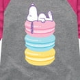 thumbnail image 3 of Peanuts - Snoopy Stacked Macarons - Youth Girls Raglan Tee, 3 of 6