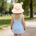 thumbnail image 6 of Kids Girl Sun Hat Adjustable Kids Cotton Bucket Hat with Chin Strap UV Protection Beige,Size 1 T, 6 of 9