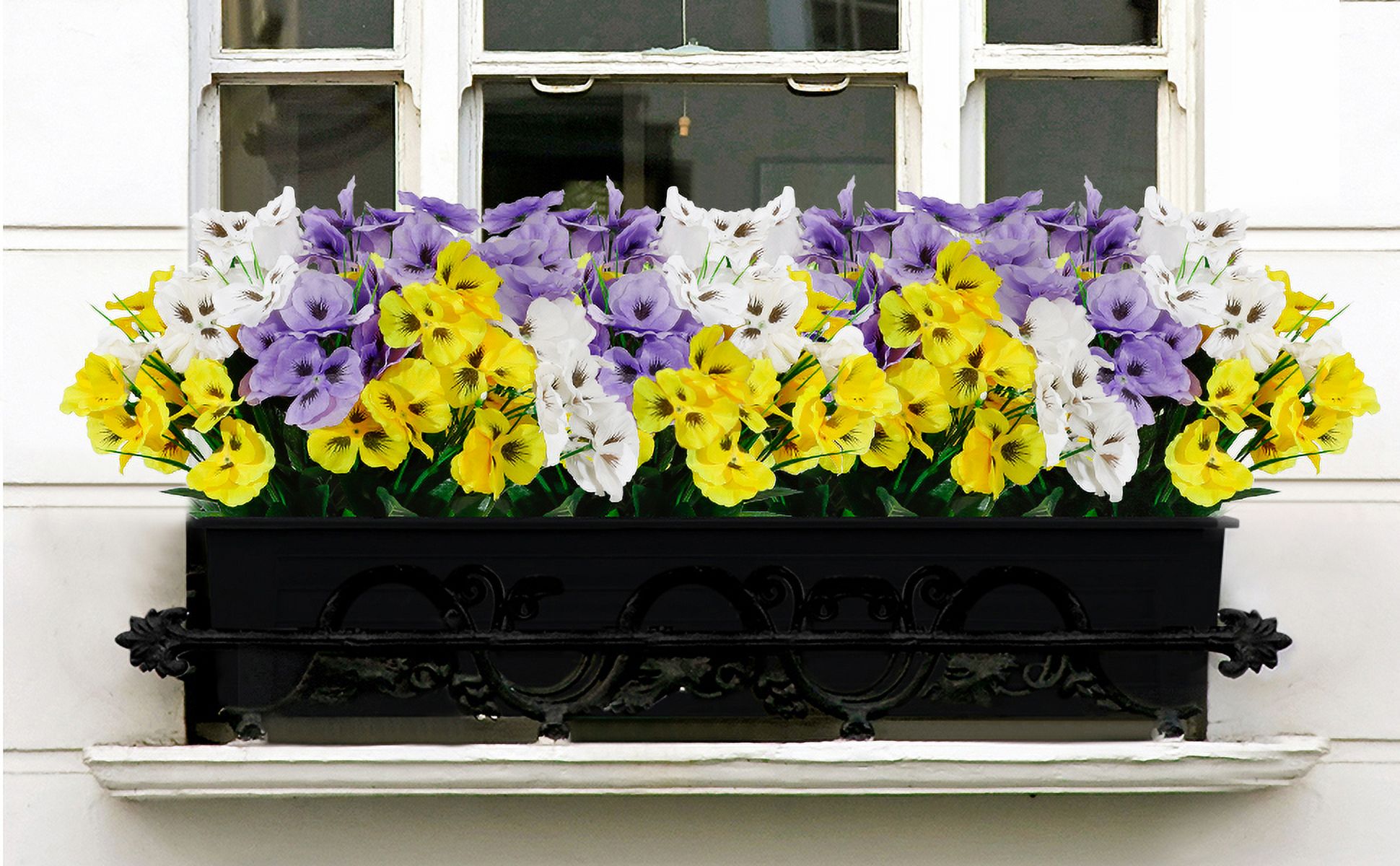 ZOELNIC 12 Bundles Artificial Pansy Flowers Outdoor Colorful Fake Flowers UV Resistant No Fade Faux Outdoor Plants Garden Porch Window Box Decorating