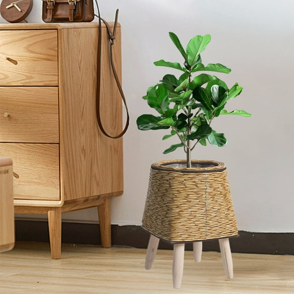 Gmogad Woven Flower Pot, Rattan-Style Planter Lightweight Decorative Pot for Indoor Plants Tabletop Decor Multipurpose Storage Container