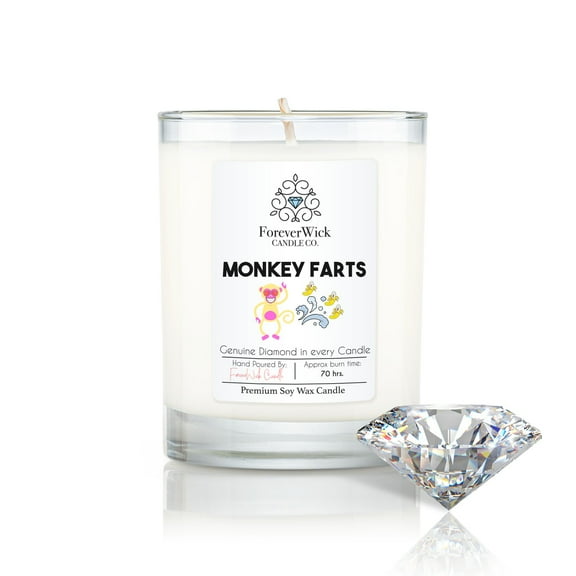 ForeverWick Diamond Candle 14oz Monkey Farts Soy Wax Candle With Diamond Inside - Funny, Humor, Kids, Funny Candle, Birthday Candle, Fruity Candle, Diamond