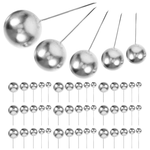 KALLORY Shiny Silver Ball Cake Decorations for Party and Celebration Cakes 108Pcs