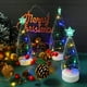 thumbnail image 4 of Mini árbol de Navidad con luces LED | Árboles de cedro artificiales pequeños cubiertos de nieve, 3 tamaños | Guirnalda de luces a pilas que cambian de color para decoración de escritorio y adornos, 4 of 7