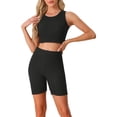thumbnail image 1 of INSPIRAR CHIC Conjuntos de Pijamas de Mujer Sin Mangas de Top Corto de Punto Acanalado con Pantalones Cortos de Jogger Biker XS Negro, 1 of 6