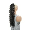 thumbnail image 3 of Unique Bargains 1 Pc Latin American Curly Ponytail Long Hair Hair Extensions High Temperature Fiber 22IN Hair Extension Tape Natural Black for Women, 3 of 5