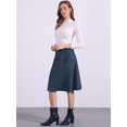 thumbnail image 2 of DARING DIVA Women's Faux Suede Pockets Stretch A-line Midi Skirt with Belt M Dark Blue, 2 of 6