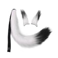 thumbnail image 1 of Conjunto de orejas y cola de piel sintética de peluche, disfraz, decoración, regalo, tocado Blanco negro, 1 of 8