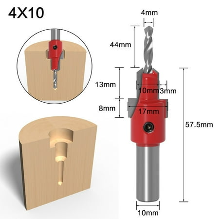 

3mm 4mm Countersink Router Bit Woodworking Wood Milling Cutter Drill Bits Alloy