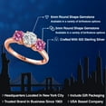thumbnail image 2 of Gem Stone King 18K Rose Gold Plated Silver Lab Grown Diamond and Pink Moissanite Engagement Ring for Women | 1.74 Cttw | Round 6MM | Gemstone April Birthstone | Size 8, 2 of 6