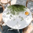 thumbnail image 2 of Modern Sage Green Round Tablecloth, Fitted Table Cover with Elastic for 36"-44" Round Tables, Gradient Floral Abstract Bohemian White Table Cloth Outdoor Indoor Dinning Party Waterproof Tablecloths, 2 of 7