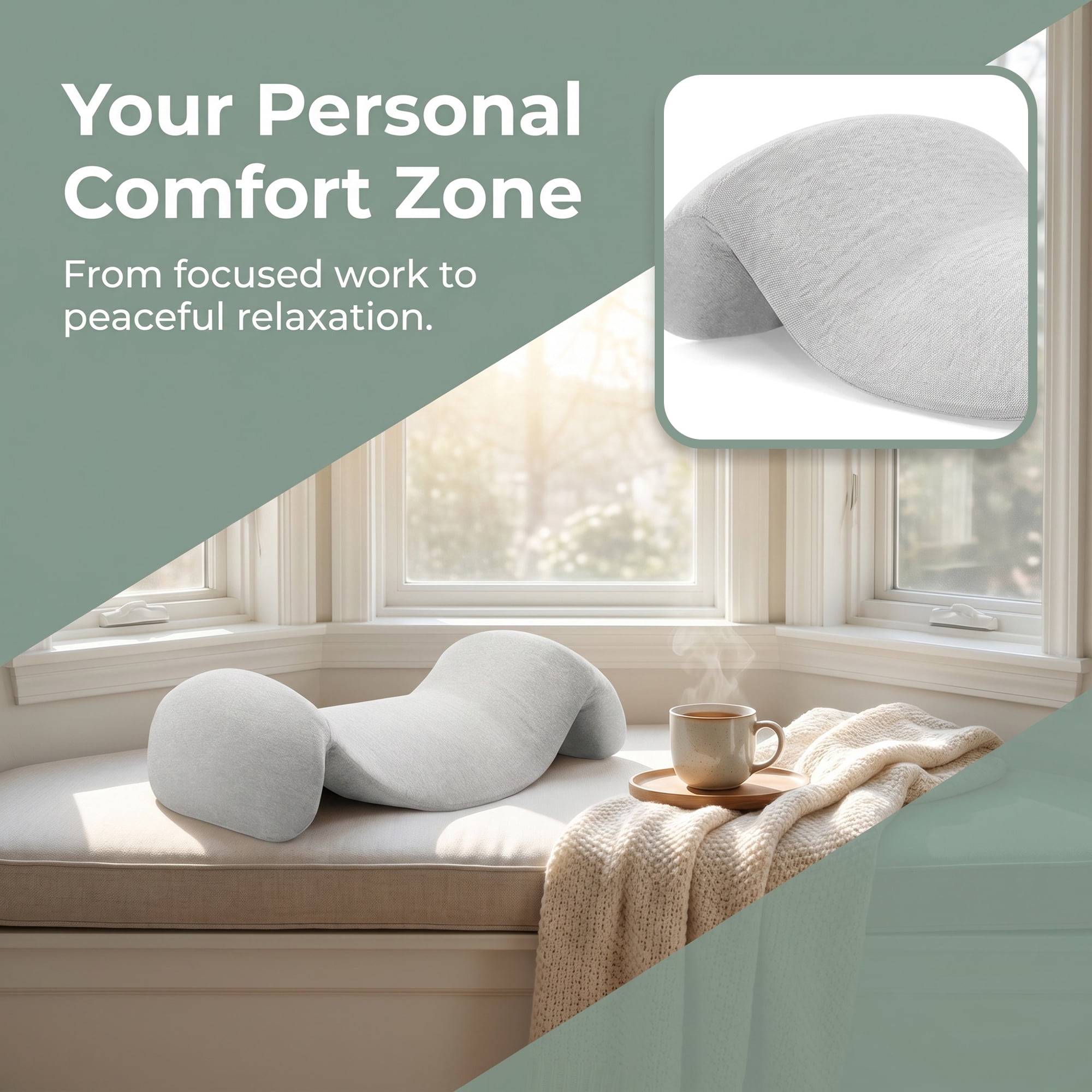 Unique Bargains Lumbar Support Pillow Cotton Back Support Light Gray 18.9" x 11" x 5.1"