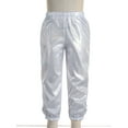 thumbnail image 3 of Xnihocha Kids Boys Girls Shiny Metallic Harem Pants Elastic Waistband Jazz Dance Trousers Loose Silver 130, 3 of 6