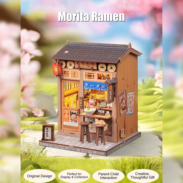 240PCS Japanese Ramen Shop Miniature House Kit, Wooden 3D Puzzle