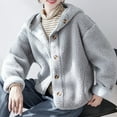 thumbnail image 5 of Babysbule Winter Coats for Women Women Long Sleeved With Pockets Windproof And Warm Long Plush Hooded Short Jacket, 5 of 9