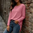 thumbnail image 7 of Otvok Women Loose Casual T‑Shirt, Crew Neck Long Sleeve Stitch‑Detail Pullover Tops, 7 of 7