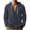 thumbnail image 1 of RXMEKW Solid Color Hooded Cardigan for Men with Button Front and Long Sleeves, 1 of 8