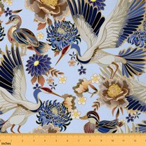 Castle Fairy Animal Crane Fabric by the Yard 10 Yards for Teens,Chic Flower Room Decor Fabric by the Yard,Japanese Style Fabric for Sewing,Super Cozy Room Decor