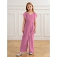 thumbnail image 3 of YUUMIN Girls Jumpsuits Ruffle Sleeveless Overalls Rompers Summer Casual Long Playsuits Trousers Dusty Pink 12, 3 of 7