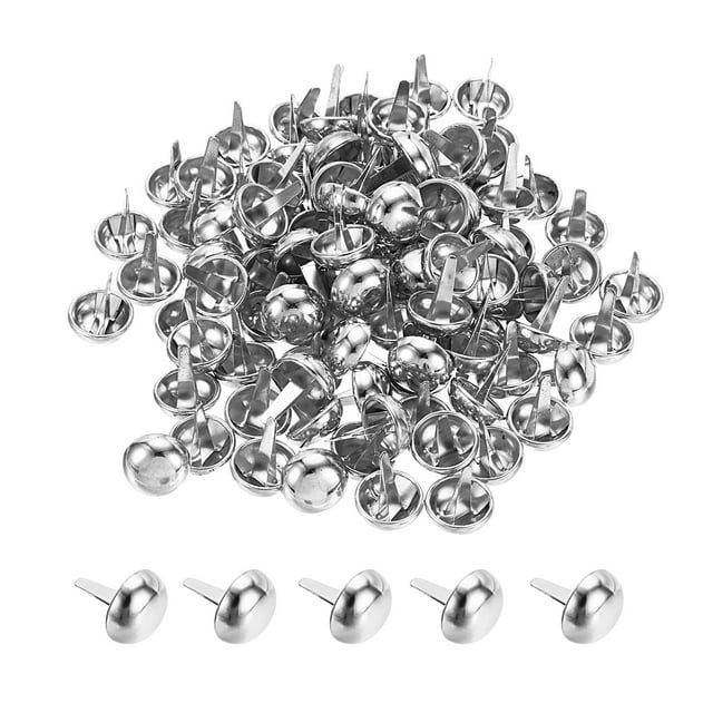 Unique Bargains Attaches en Papier Rondes Mini Brads 15x20mm pour Bricolage Artistique, Ton Argenté Lot de 100