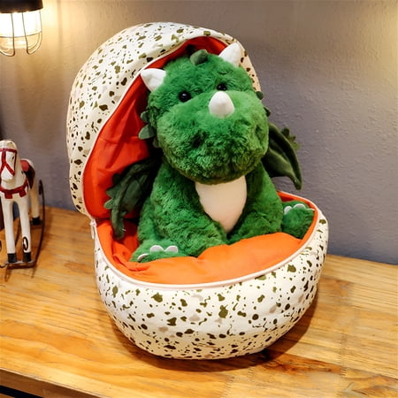 BESTSKY 30cm Dinosaur Egg Stuffed Animal Plush Toy Dinosaur Hatching Eggs Plush Doll Dinosaur Stuffed Animal Toy with Plush Dinosaur & Egg Pillow for Girls Boys Birthday